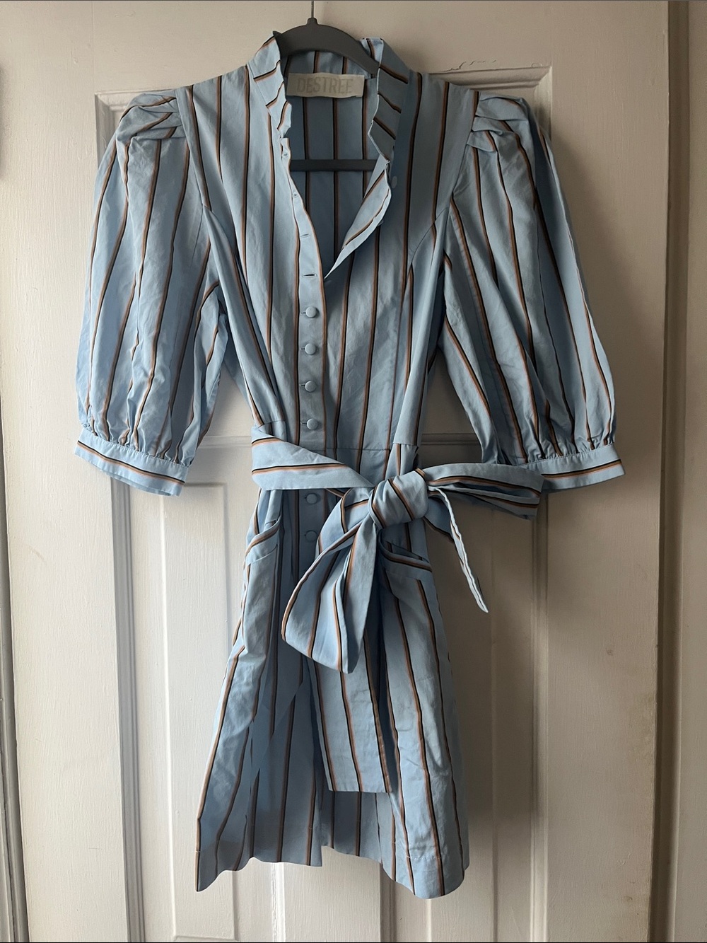 DESTREE Amoako belted striped twill mini dress - Picture 3 of 3